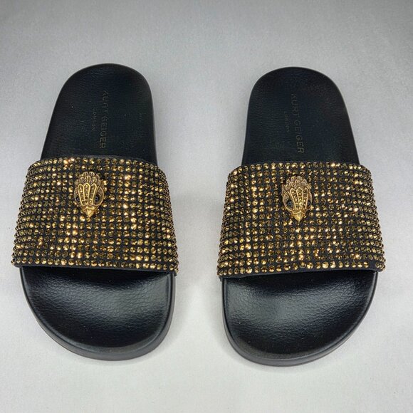 Kurt Geiger Shoes - Kurt Geiger Women's Meena Eagle Gold Studded Slides Sandals